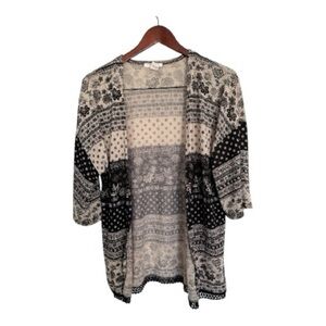 Streetwear Society Bohemian Black and Cream Open Cardigan size small